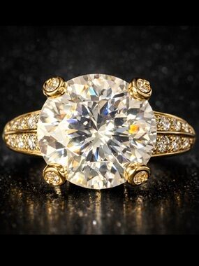 Victoria Wieck vintage brilliant round cut pave set engagement wedding ring gold